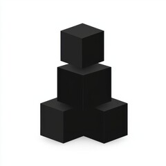 Obraz premium Abstract Black Cubes Stacked in Isometric View Minimalist 3D Geometric Shapes Modern Design