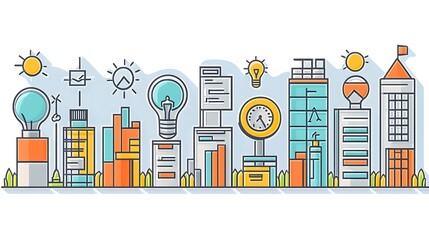 Cityscape Innovation Ideas, Growth, Progress, Skyline.