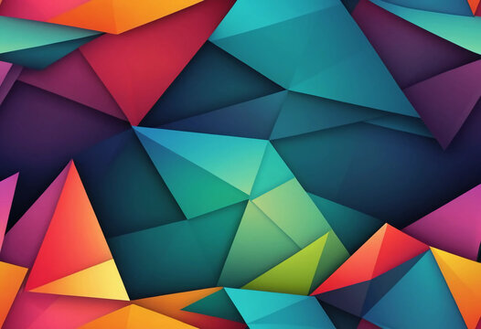 Colorful geometric shapes arranged in a striking abstract pattern with vibrant hues showcasing a blend of colors