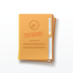 document folders in stack with secret stamp