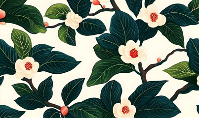 Lush Botanical Study, a detailed illustration showcasing vibrant green leaves, emphasizing intricate textures and natural forms.