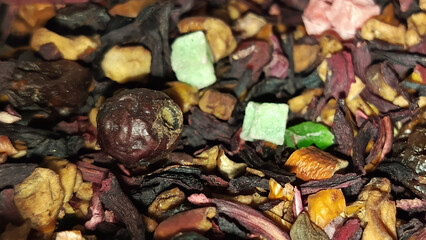 Dried fruits and berries for tea. Fruit tea. The benefits of dried fruits. Dried rosehip berries, apples for compote.