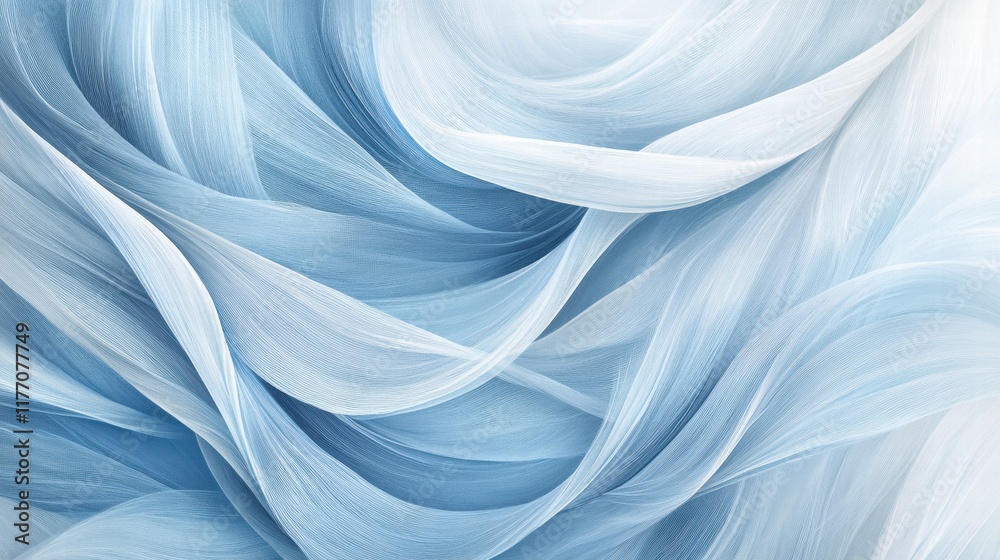 Leinwandbilder abstract wind lines create a serene and fluid composition in soft blue hues. generative ai