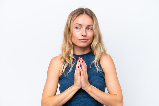Young Russian woman isolated on white background scheming something