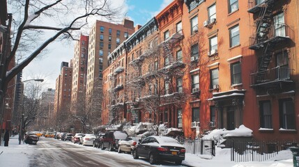 Obraz premium NYC urban landscape in cozy winter atmosphere