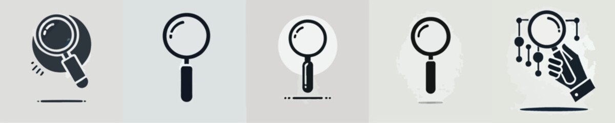 vector collection of magnifying glass silhouettes