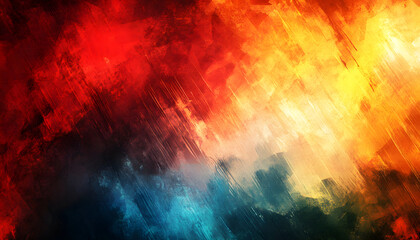 Obraz premium Abstract Red Orange Yellow Blue Brushstrokes Painting