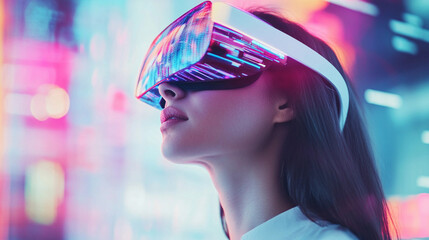 Obraz premium Innovative digital design with immersive virtual reality experience. Generative AI