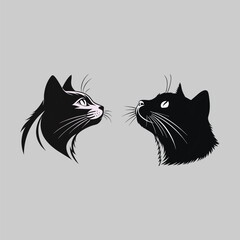 cat head silhouette vector design art and illustration