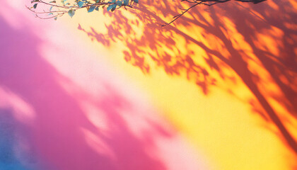 Branch Shadow Projected On A Colorful Wall
