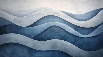 Abstract waves showcase dynamic curves and varying heights, blending shades of blue and gray for a soothing visual experience. Generative AI