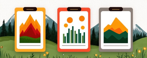 Mountain Peak Charts Graphs Infographic Nature Background Data Visualization