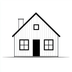 Simple Black and White House Illustration Minimalist Home Design Real Estate Icon