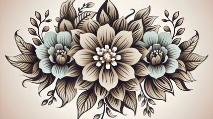 abstract floral tattoo design on white background