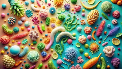 Fototapeta premium Abstract Minimalist Depiction of Gut Microbiome & Holistic Wellness