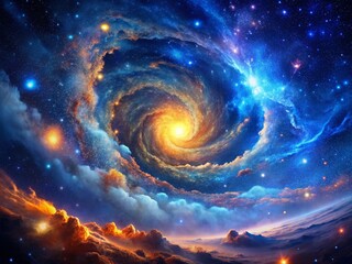 Abstract Night Sky Macro Photography: Blue Nebula Close-Up