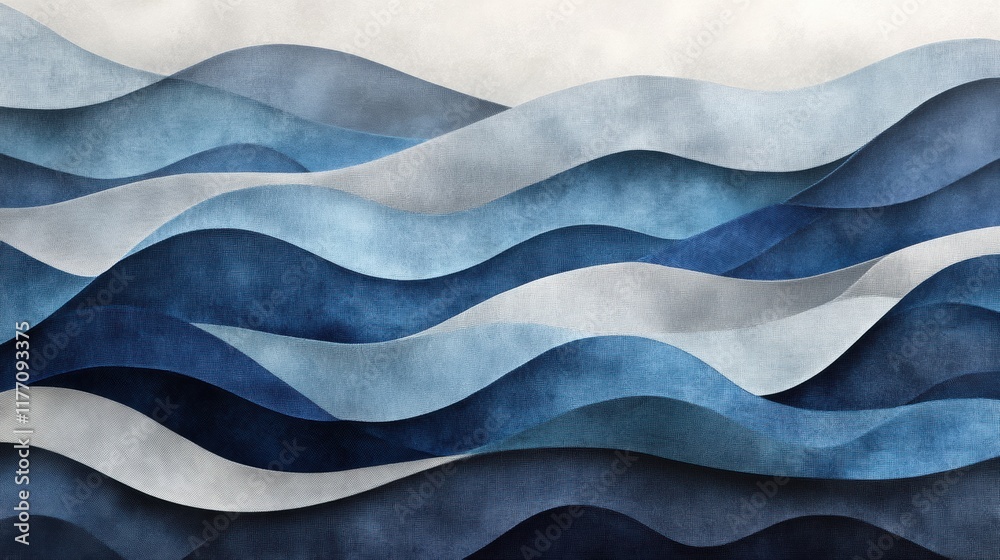 Leinwandbilder abstract design featuring waves with varying heights and curves in shades of blue and gray, showcasi
