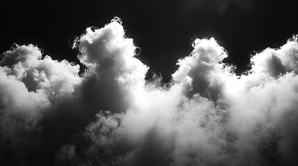 Obraz premium Abstract grayscale cloudscape: ethereal smoke and fog in dramatic black and white photography. A captivating visual of nature's artistry.