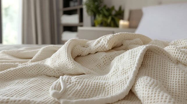 Luxurious waffleknit bathrobe with deep pockets