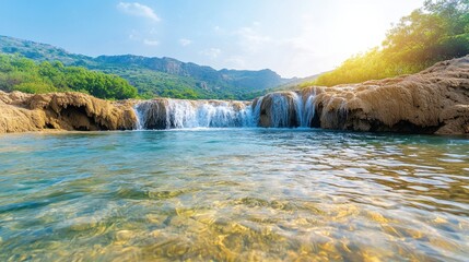 Chantara Waterfalls in Troodos mountains is a breathtaking natural wonder with multiple cascades of crystal clear water flowing over rocky cliffs surrounded by lush greenery.