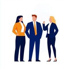 Three professionals engage in a conversation, representing teamwork and collaboration in a modern business setting.