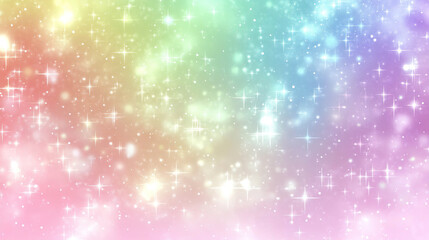 Obraz premium Bright background with star effects and rainbow gradient colors, creating a magical and luminous atmosphere. Generated with AI.