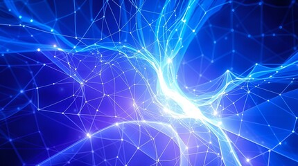 Blue and purple glowing energy network in futuristic style representing technological connectivity