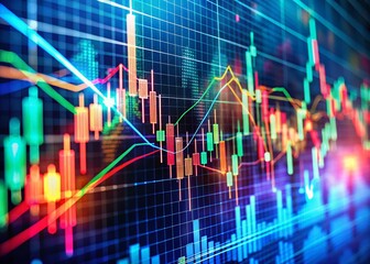 Fototapeta premium Abstract Stock Market Chart, Financial Data Visualization, Investment Growth, Bull Market Trend, Economic Graph