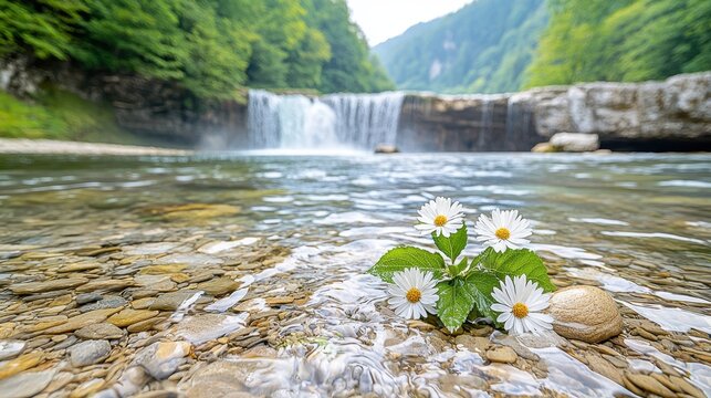 The waterfall in Rottach Egern, Bavaria, cascades gracefully down the rocks, creating a mesmerizing display of natural beauty and soothing sounds of rushing water.