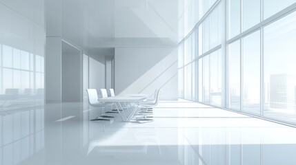 Obraz premium Modern Minimalist Office Interior Design with City View