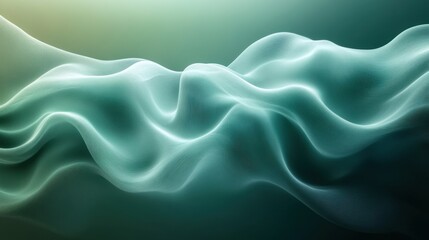 Obraz premium A muted green background featuring abstract wavy patterns arranged symmetrically and an uncluttered middle section 