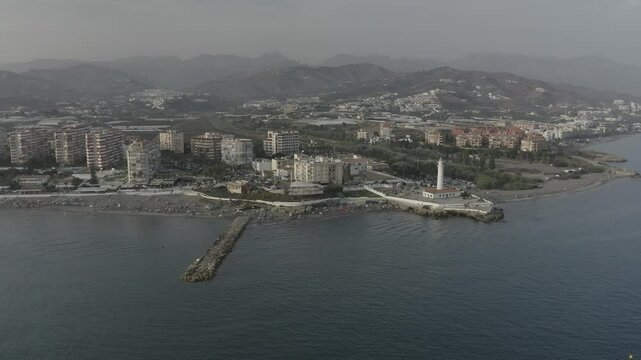 Torrox Lighthouse seen from a drone - Malaga Spain