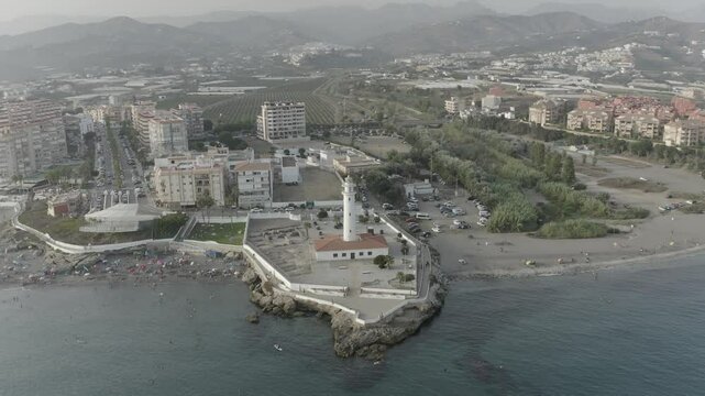 Torrox Lighthouse seen from a drone - Malaga Spain