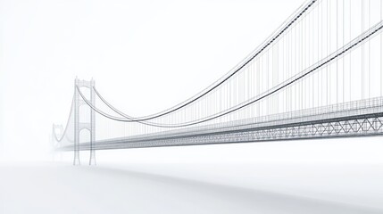 Fototapeta premium Wireframe Suspension Bridge Design: A Minimalist Architectural Vision