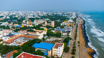 Pondicherry Rock Beach / Promenade Beach Aerial Drone Views