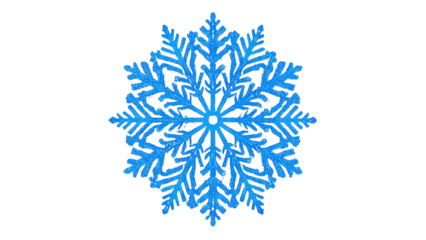 Intricate blue snowflake illustration on a transparent background....