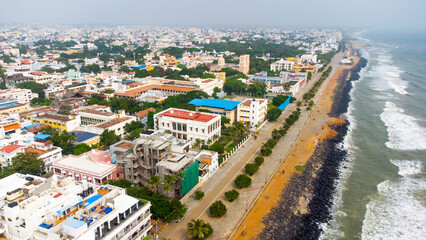 Pondicherry Rock Beach / Promenade Beach Aerial Drone Views