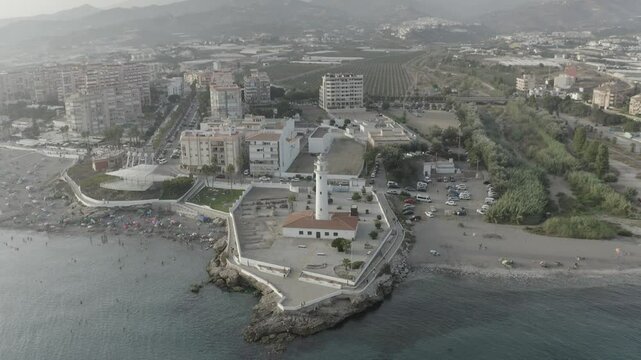 Torrox Lighthouse seen from a drone - Malaga Spain