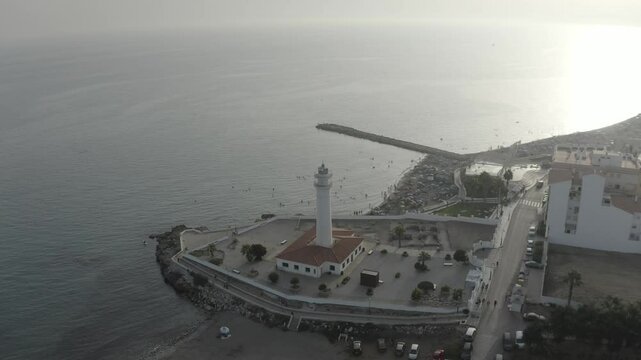 Torrox Lighthouse seen from a drone - Malaga Spain