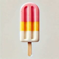  popsicle featuring pink, yellow, and white layers on white background