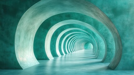Obraz premium A muted green background featuring symmetrical overlapping arches forming a soft flat texture and an open middle area 