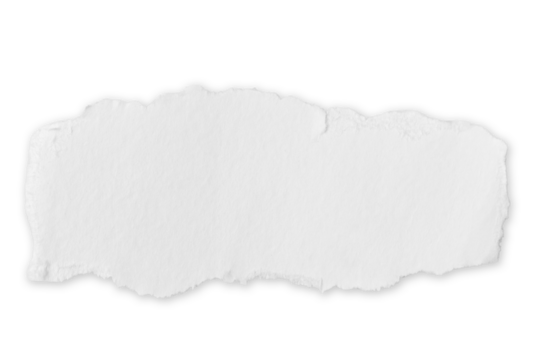 A torn piece of white paper isolated on a transparent background. Perfect for eco-friendly designs and art projects