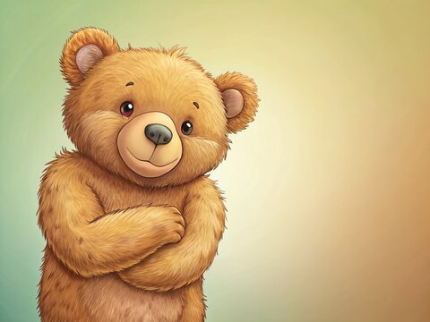 Adorable Brown Bear Hugging Clipart - Cute Cartoon Bear Embrace for Kids
