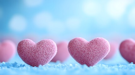 Fototapeta premium Heart-shaped decorations create a romantic atmosphere. Generative AI.
