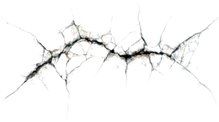 Cracked wall, isolated on transparent background