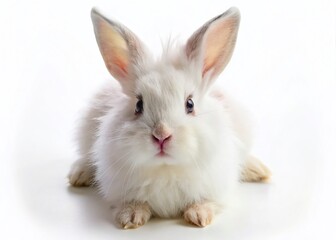 Fototapeta premium Adorable Fluffy Bunny Rabbit Isolated on White Background - Perfect for Easter & Spring Designs