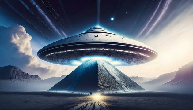 Alien themed images. Alien, ufo, flying disk, flying eye, robot, spaceship, technology. With artificial intelligence software.