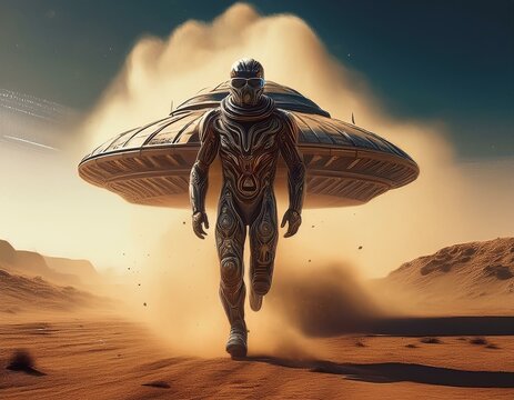 Alien themed images. Alien, ufo, flying disk, flying eye, robot, spaceship, technology. With artificial intelligence software.