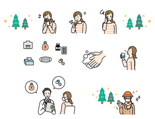 Hay fever image illustration set.
