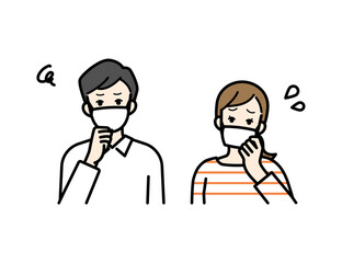 prevention Clip art of man and woman in trouble wearing masks.